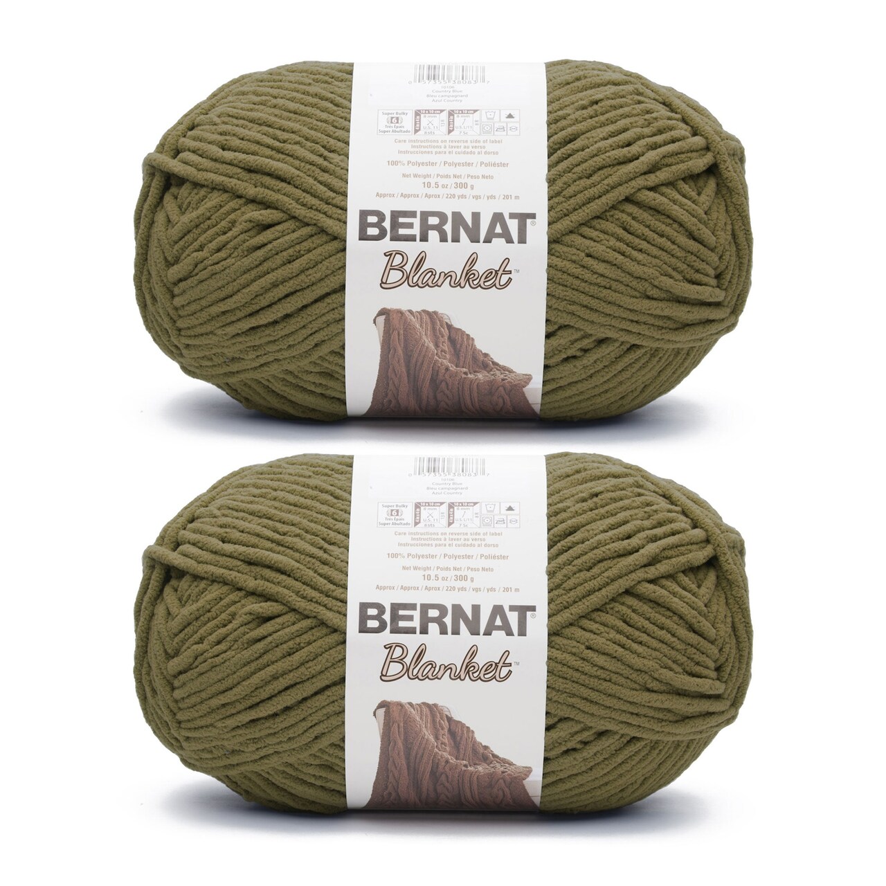 Bernat Blanket Olive Yarn - 2 Pack of 300g/10.5oz - Polyester - 6 Super  Bulky - 220 Yards - Knitting/Crochet